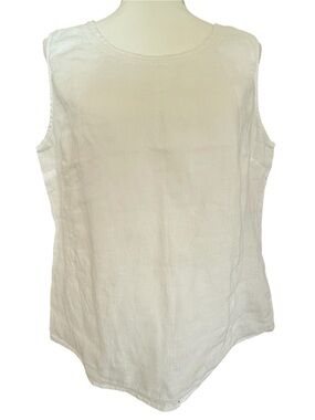 L.L. Bean White Sleeveless Linen Tank